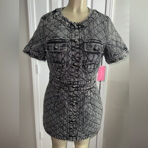 Shoe Dazzle Black and Gray Patterned Dress